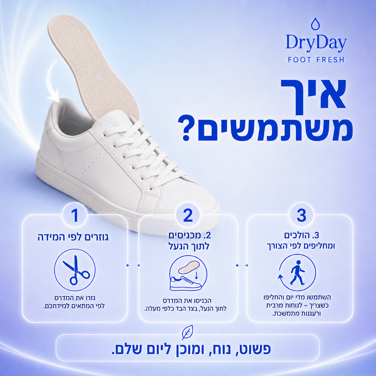 DryDay Foot Fresh — רפידות פחם פעיל לנעליים